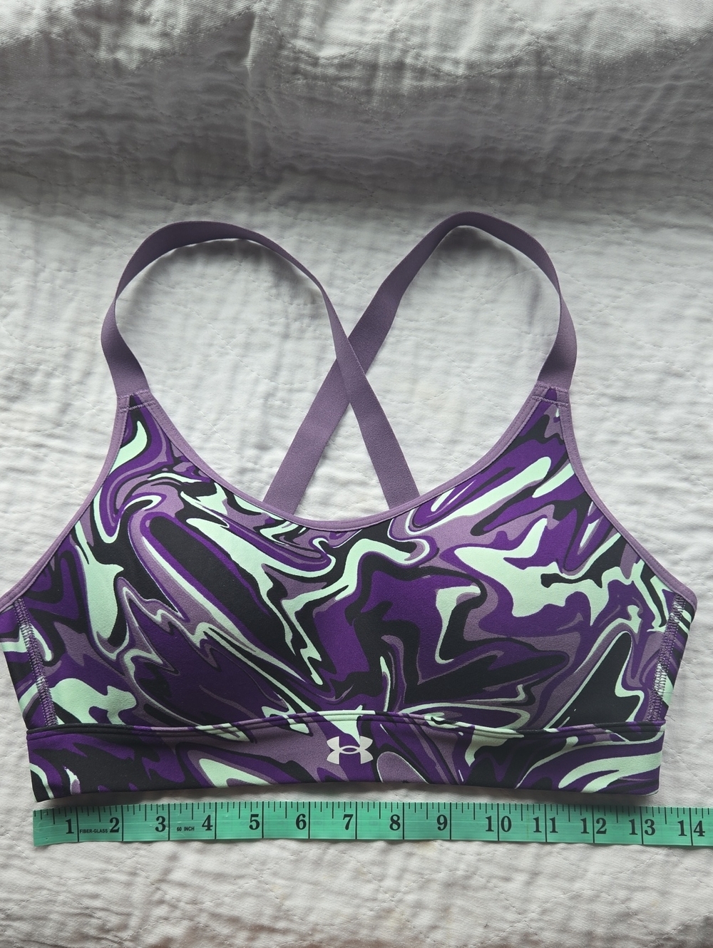 Under Armour Purple Printed Crossback Sports Bra, sL